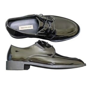 PRONTO UOMO Men's Size 9.5D Black Patent Leather Oxford Tuxedo Glossy Dress Shoe
